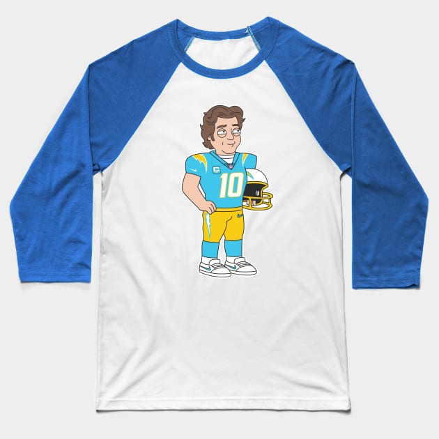 Justin Herbert Chargers Cartoon Baseball T-Shirt by Carl Cordes